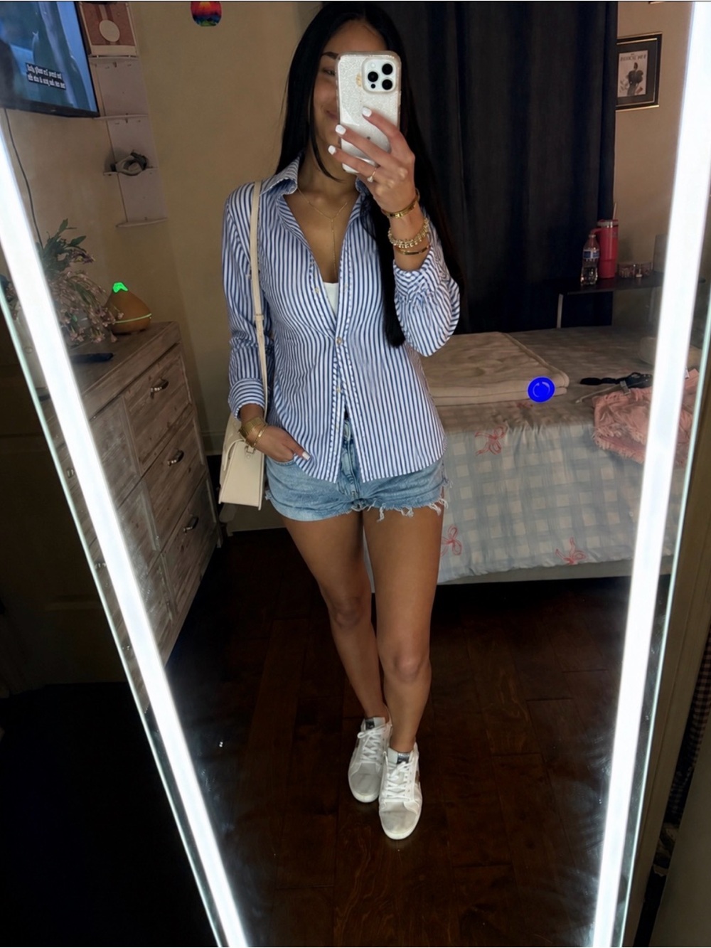 Talbots Blue and White Striped Blouse
